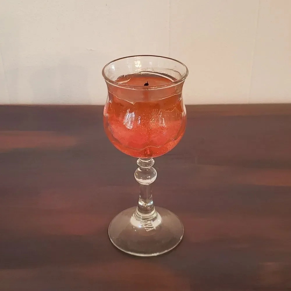 Vintage Avon SPARKLING SWIRL Red Transparent Candle & Goblet Holder